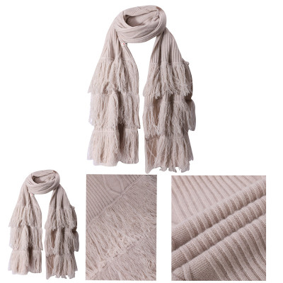 Wholesale Latest Fashion Rib Knit Solid Color Women Cashmere Scarf with Fringes From Chinese Factory