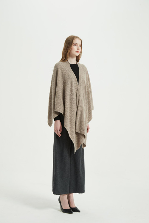 Wholesale Women's Solid Color Pure Cashmere Poncho From Chinede Vendor