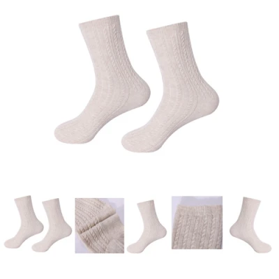 Wholesale Women's Solid Color With Cable Pure Cashmere floor socks in small MOQ and factory price
