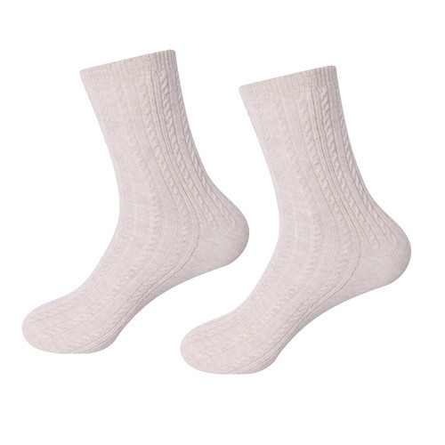 Wholesale Women's Solid Color Cable Pure Cashmere floor socks in small MOQ and factory price