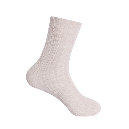 Wholesale Women's Solid Color Cable Pure Cashmere floor socks in small MOQ and factory price