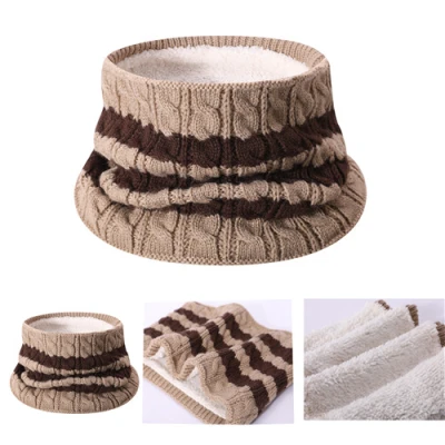 Wholesale coffee Pure Cashmere cable strip knitted bib in small MOQ and factory price
