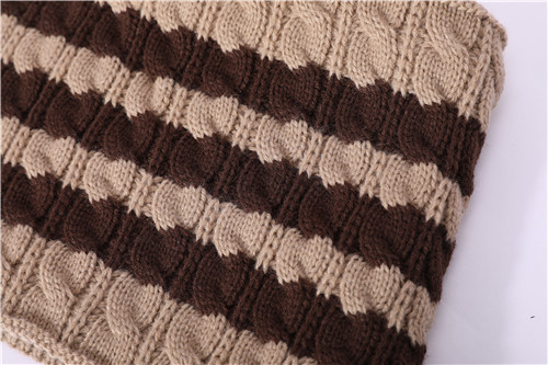 Wholesale coffee Pure Cashmere cable strip knitted bib in small MOQ and factory price