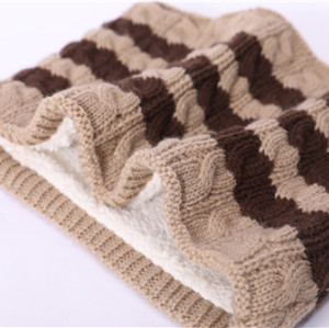 Wholesale coffee Pure Cashmere cable strip knitted bib in small MOQ