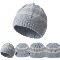 Wholesale Unisex Rib Wool Cashmere Beanie with Stripes