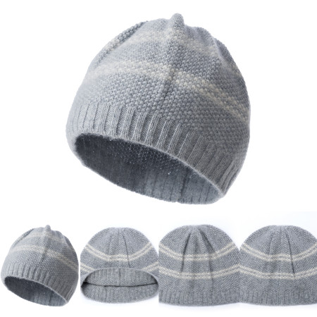Wholesale Unisex Rib Wool Cashmere Beanie with Stripes