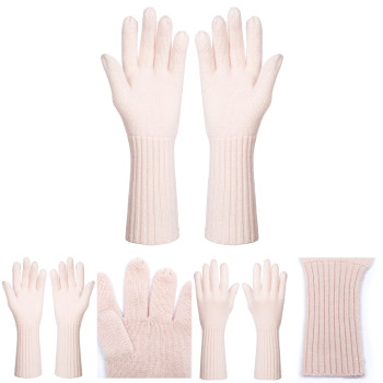 Wholesale Latest Fashion High Quality Pink Cashmere Mittens in Middle Size