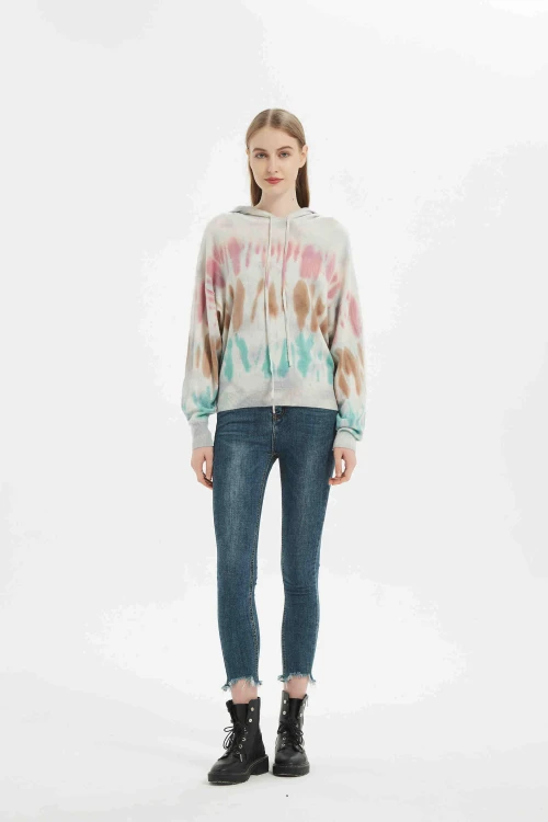 Chinese supplier wholesale 2021 unique tie-dye style cashmere jumper design