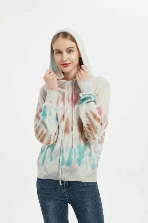 Chinese supplier wholesale 2021 unique tie-dye style cashmere jumper design