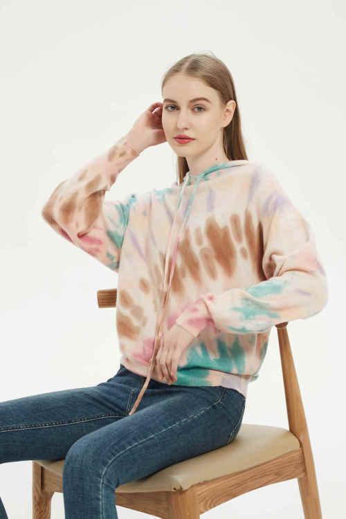 Wholesale customized 2021 latest design color tie-dyed cashmere jumpers for fall/winter