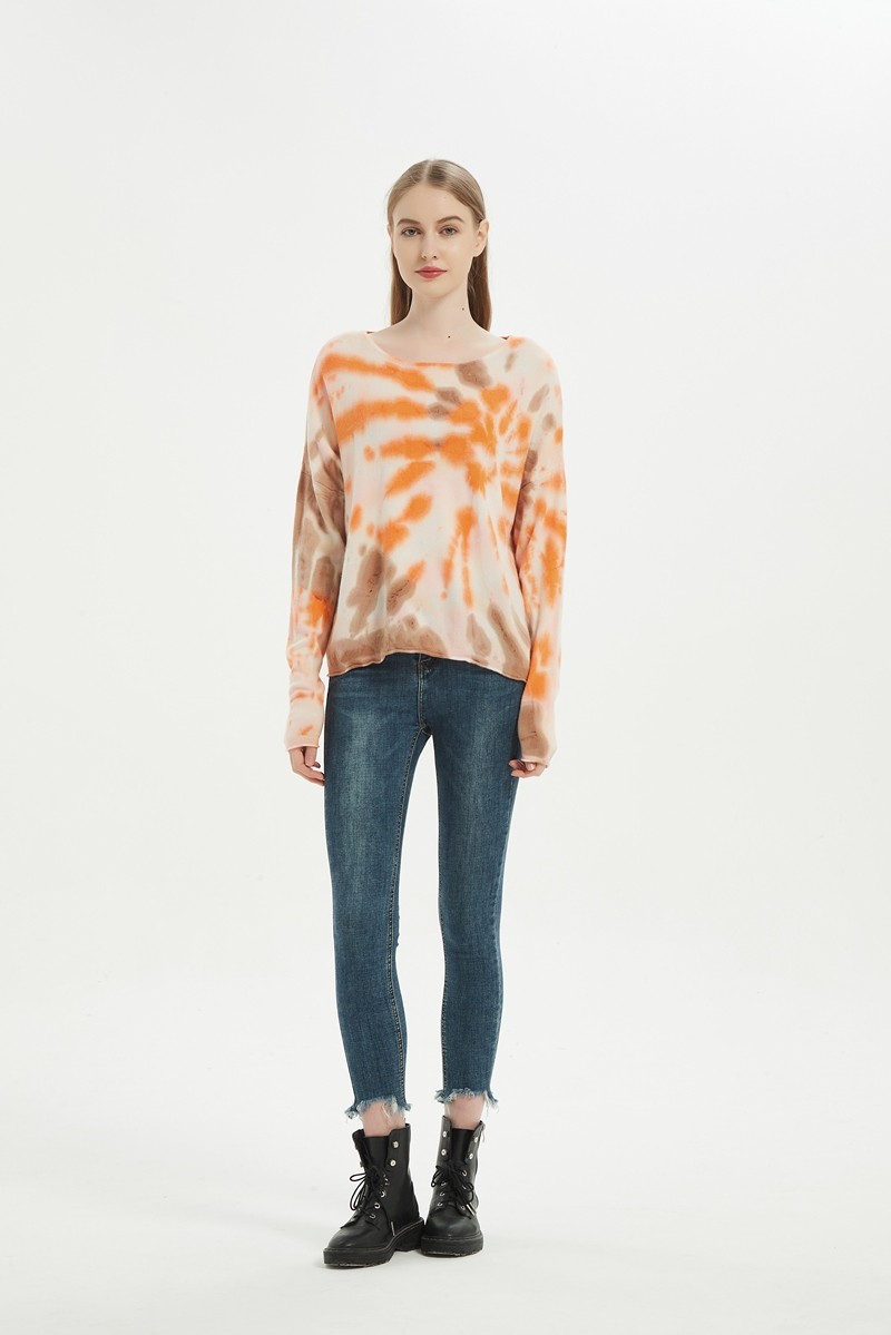 tie dye cashmere women knitwear