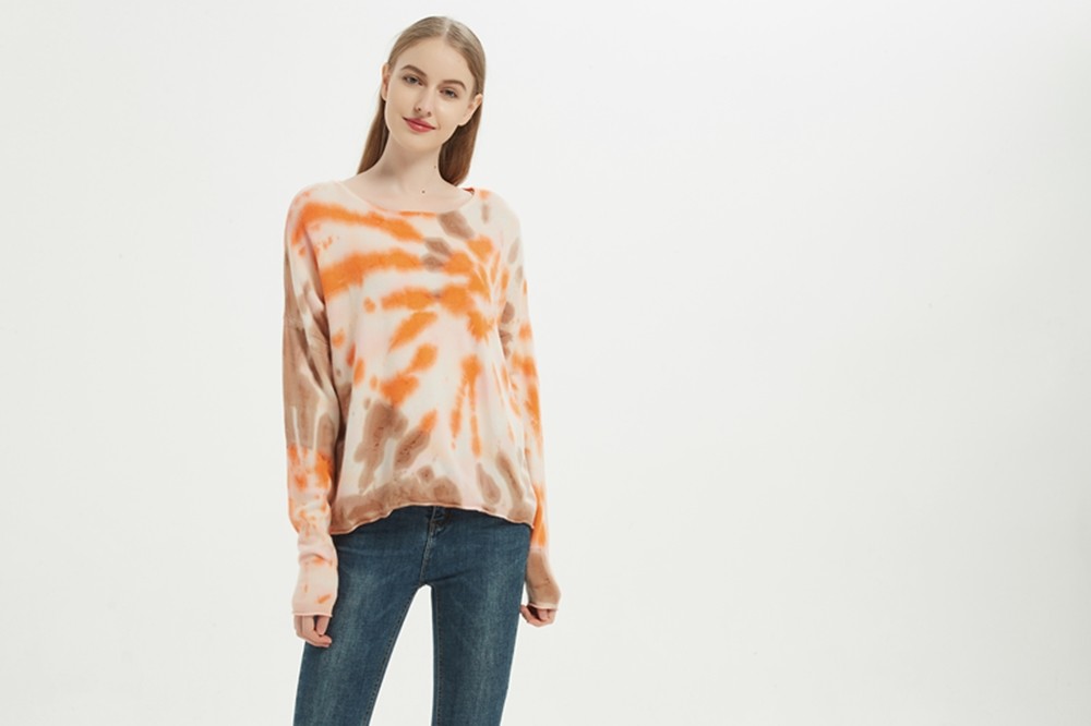 tie dye cashmere women pullover