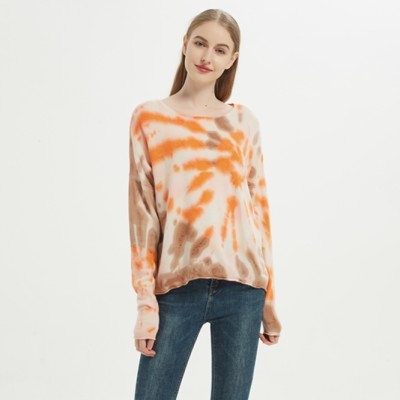 Wholesale custom design high quality ladies tie dye wool cashmere pullover from Chinese factory