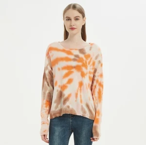 Wholesale custom design high quality ladies tie dye wool cashmere pullover from Chinese factory