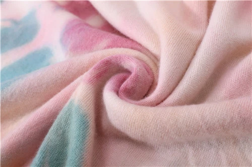 High quality wholesale women tie dye printed wool cashmere hoodie jumper