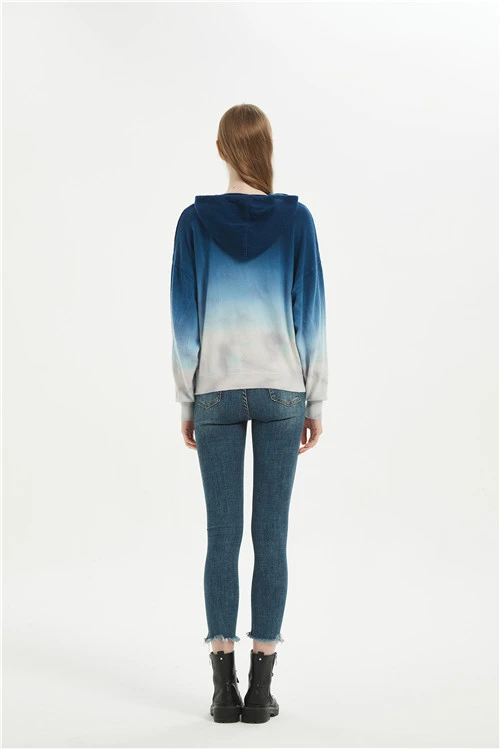 women dip dye printed wool cashmere sport wear hoodie jumper from china manufacturer