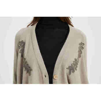 Small MOQ Custom Design Of The Latest High Quality Luxury Rope Embroidery Cashmere Cardigan