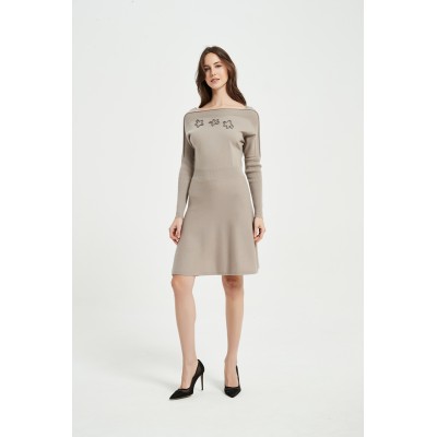 OEM New Arrival Ladies Pure Cashmere Rope Embroidery Dress From Chinese Vendor For Spring Summer