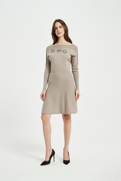OEM New Arrival Ladies Pure Cashmere Rope Embroidery Dress From Chinese Vendor For Spring Summer