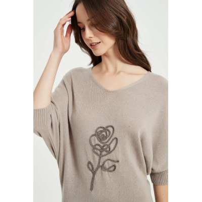 Wholesale New Arrival Ladies Pure Cashmere Rope Embroidery Dress From China for Spring Summer