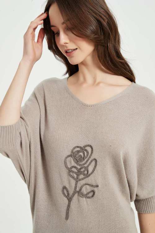 Wholesale New Arrival Ladies Pure Cashmere Rope Embroidery Dress From China for Spring Summer