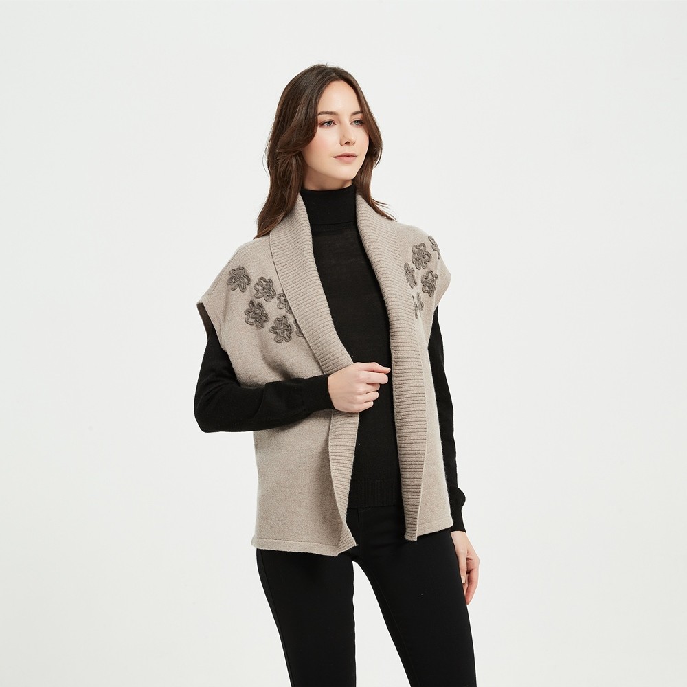 Pure Cashmere Rope Embroidery Cardigan