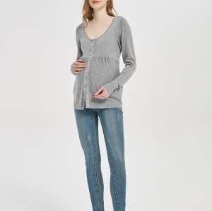 Wholesale OBM Motherhood High Quality Beading & embroidery Pregnancy Cashmere Knitwear Cardigan