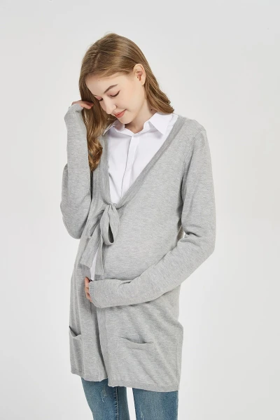 Wholesale Maternity High Quality Pregnancy Cashmere Knitwear Cardigan With Bow From Chinese Factory