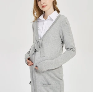 Wholesale Maternity High Quality Pregnancy Cashmere Knitwear Cardigan With Bow From Chinese Factory