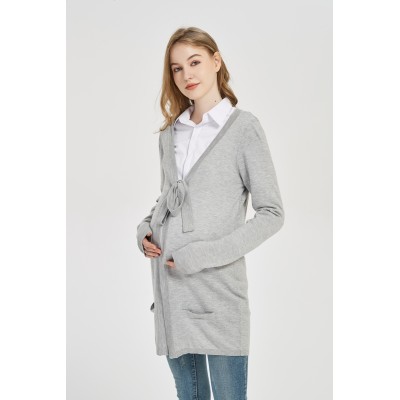 Wholesale Maternity High Quality Pregnancy Cashmere Knitwear Cardigan With Bow From Chinese Factory