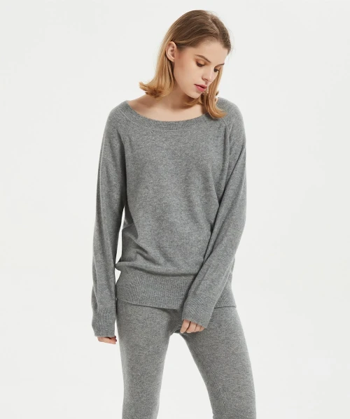 Wholesale high quality ladies cashmere round neck pullover knitwear nightwear from Chinese factory