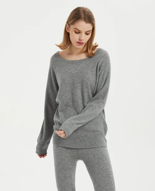 Wholesale high quality ladies cashmere round neck pullover knitwear nightwear from Chinese factory