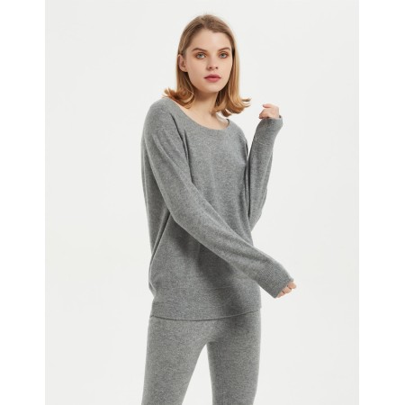 Wholesale high quality ladies cashmere round neck pullover knitwear nightwear from Chinese factory