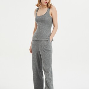 Wholesale OEM ladies pure cashmere tank top knitwear nightwear from Chinese manufacturer