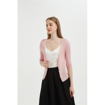 wholesale Anti-Bacterial Silk Cashmere short sleeves' sweaters with fashion details