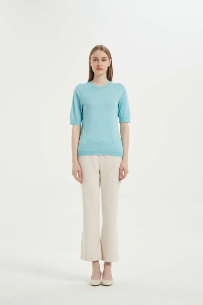 2021 New Design Ladies Anti-Bacterial Silk Cashmere T-shirt From Chinese Supplier