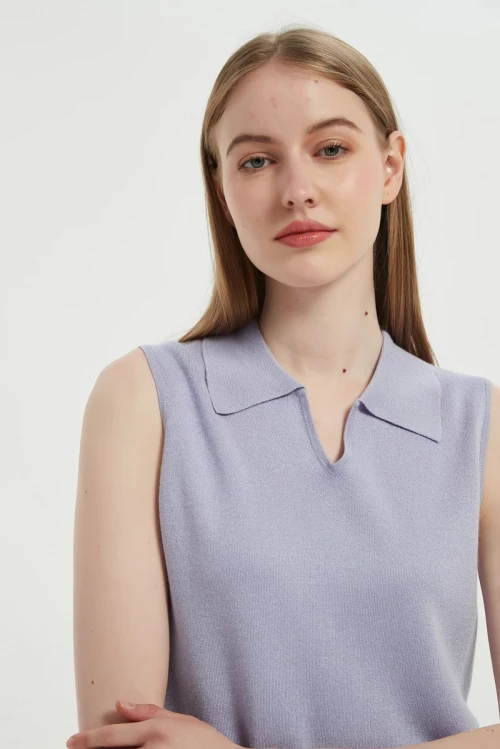 New Arrival Wholesale Anti-Bacterial Silk Cashmere Women's  Polo Neck T shirt Top From China