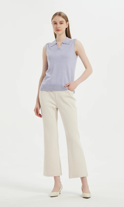 New Arrival Wholesale Anti-Bacterial Silk Cashmere Women's  Polo Neck T shirt Top From China