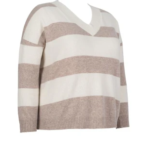 Plus-Size V-Neck Women Stripe Cashmere Pullover OEM