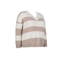 Plus-Size V-Neck Women Stripe Cashmere Pullover OEM