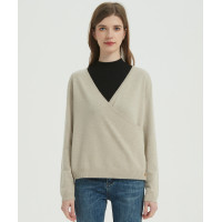 NATURAL AND UNDYE CASHMERE WITH V NECK
