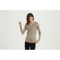 wholesale OEM design women high quality cashmere sweater with simulated pearls