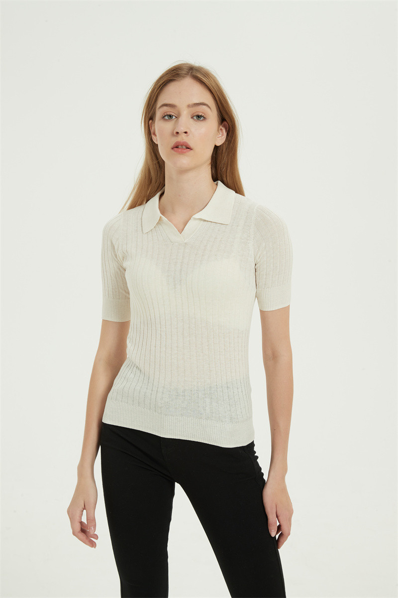 wholesale Anti-Bacterial Silk Cashmere short sleeves' sweaters with fashion details