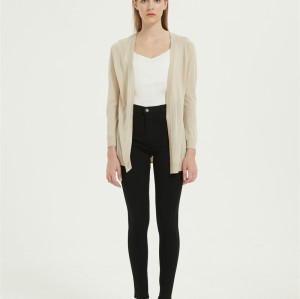 Anti-Bacterial Cashmere Silk Long Sleeves' Cardigan in camel color