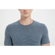 OEM factory men's pure cashmere roll neck stripe tee with marl yarn pullover sweater wholesale China manufacturer