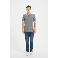 New design men short sleeve polo neck pointelle pullover cashmere sweater China supplier