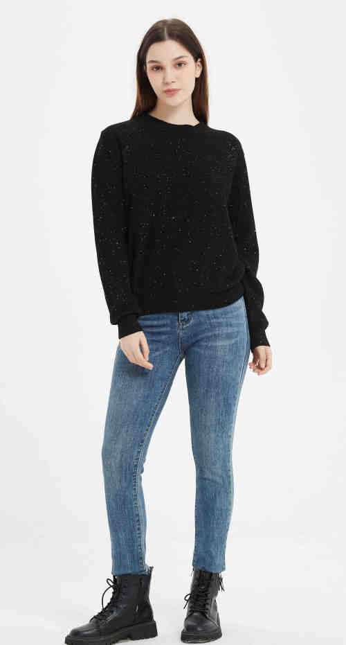 wholesale OEM design women high quality sequin cashmere sweater
