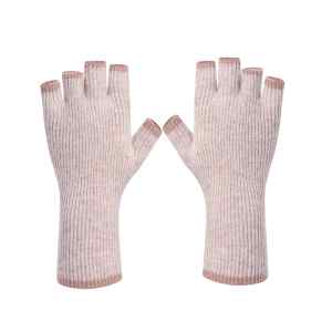 Wholesale high end women's seamless half-finger 100%Cashmere gloves for fall winter from China