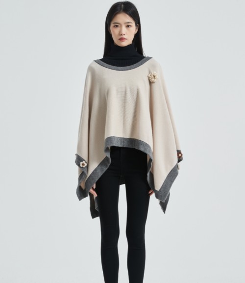 OEM women pure cashmere sweater with 3D handmade flowers