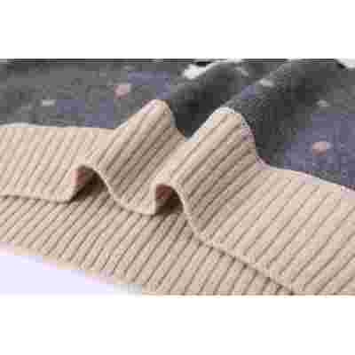 Cashmere knitting parent-child sweater with landscape intarsia pattern in nature color